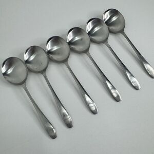 Cooper Bros. Stainless England QUEEN ANNE Set of 6 Place Oval Soup Spoons Gumbo